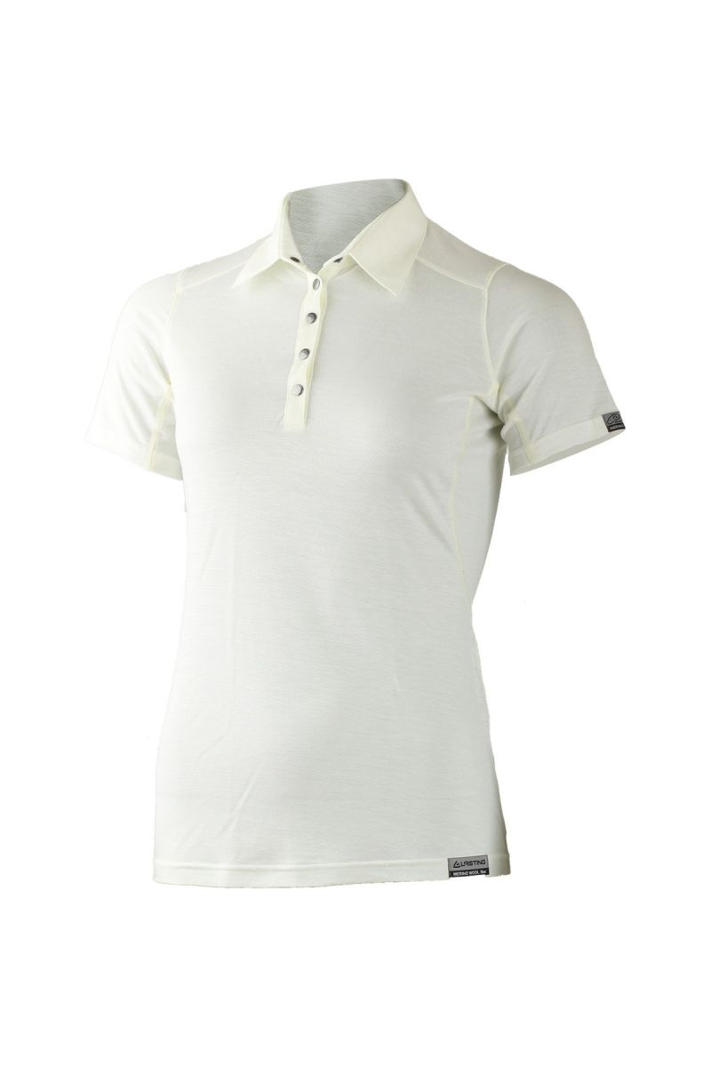 Lasting dámska merino polo košele ALISA biela Veľkosť: M