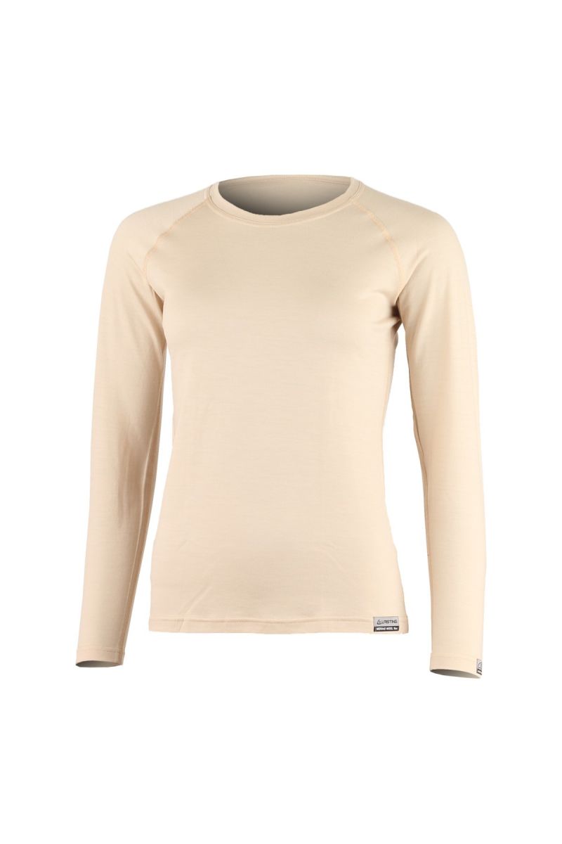 Lasting dámske merino tričko ATILA béžová Veľkosť: XL