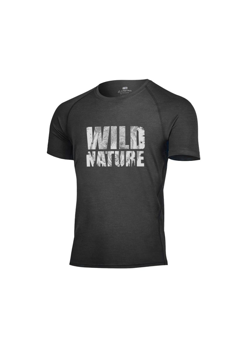 Lasting pánske merino tričko s tlačou GRIZLY šedé Veľkosť: L