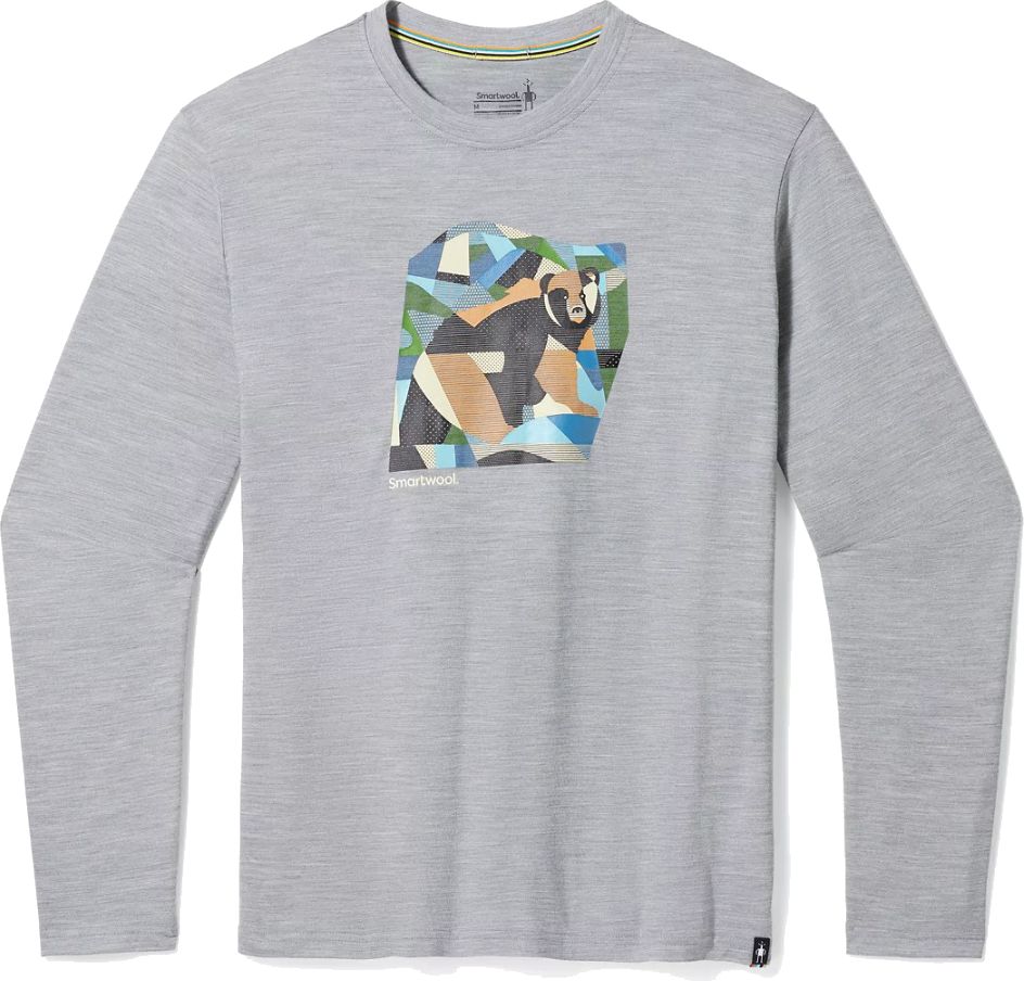 Smartwool BACKCOUNTRY BEAR GRAPHIC LONG SLEEVE TEE light gray heather Veľkosť: M pánske tričko s dlhým rukávom