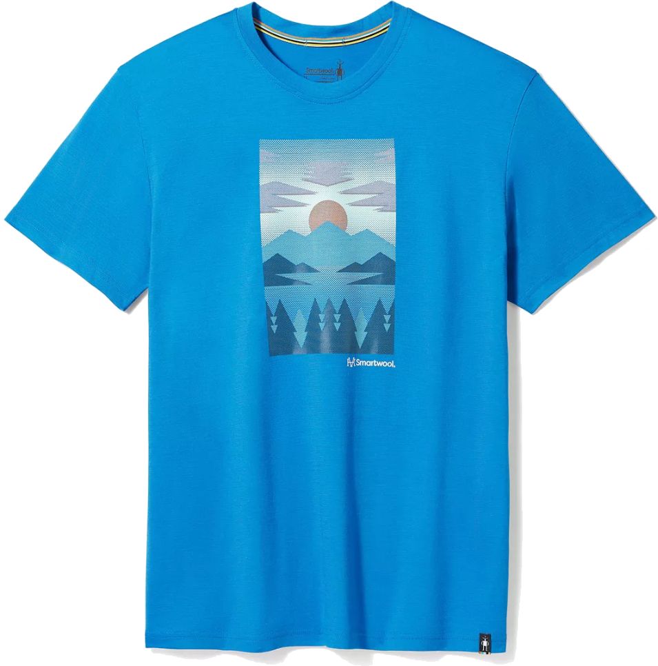 Smartwool CHASING MOUNTAINS GRAPHICS TEE lagúna blue Veľkosť: S