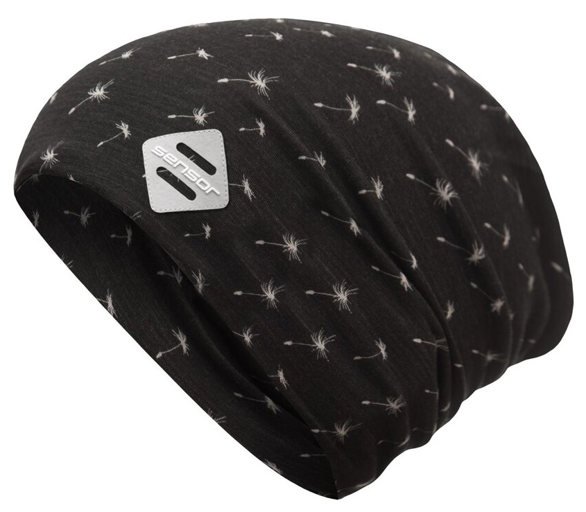 SENSOR čiapka MERINO IMPRESS LOGO čierna/pattern Veľkosť: M