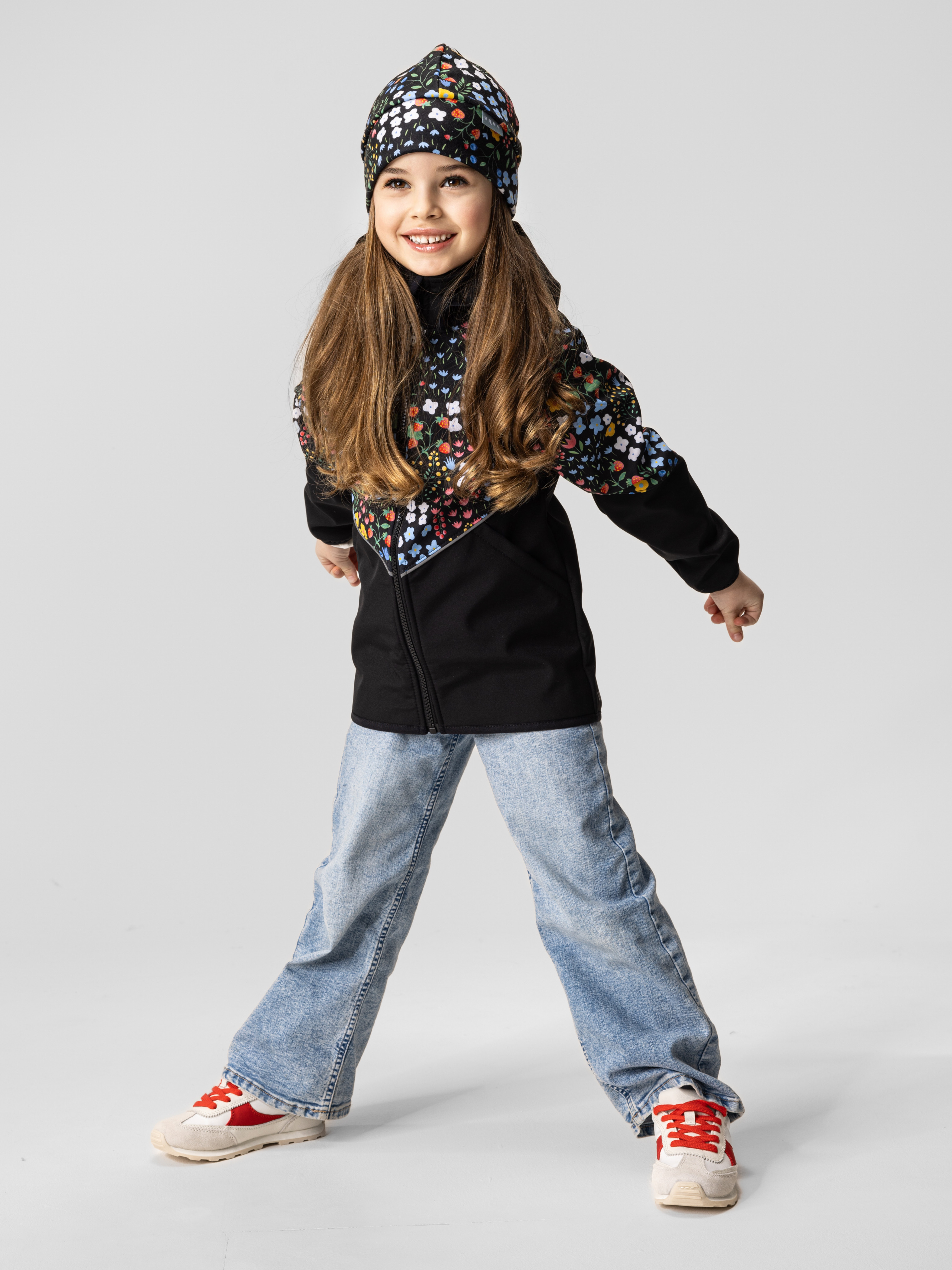 Unuo Unuo, Detská softshellová bunda s fleecom Slim, Čierna, Záhrada Veľkosť: 122/128 8596227138067