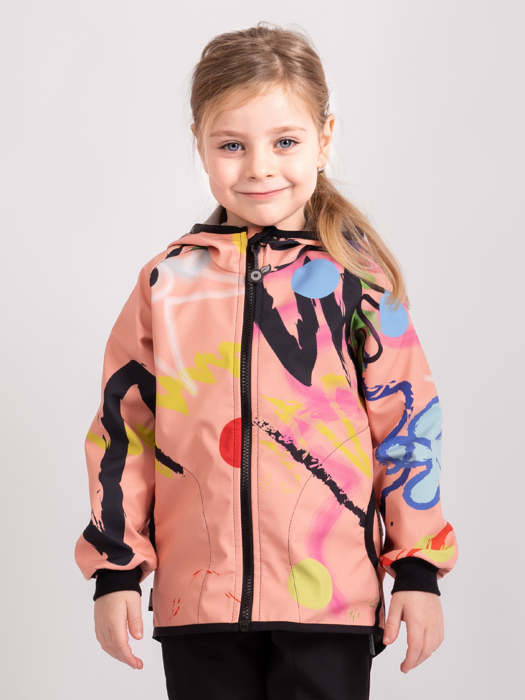 Unuo Unuo, Detská softshellová bunda s fleecom Basic, Marhuľová, Fantázia Veľkosť: 128/134 8596227136858