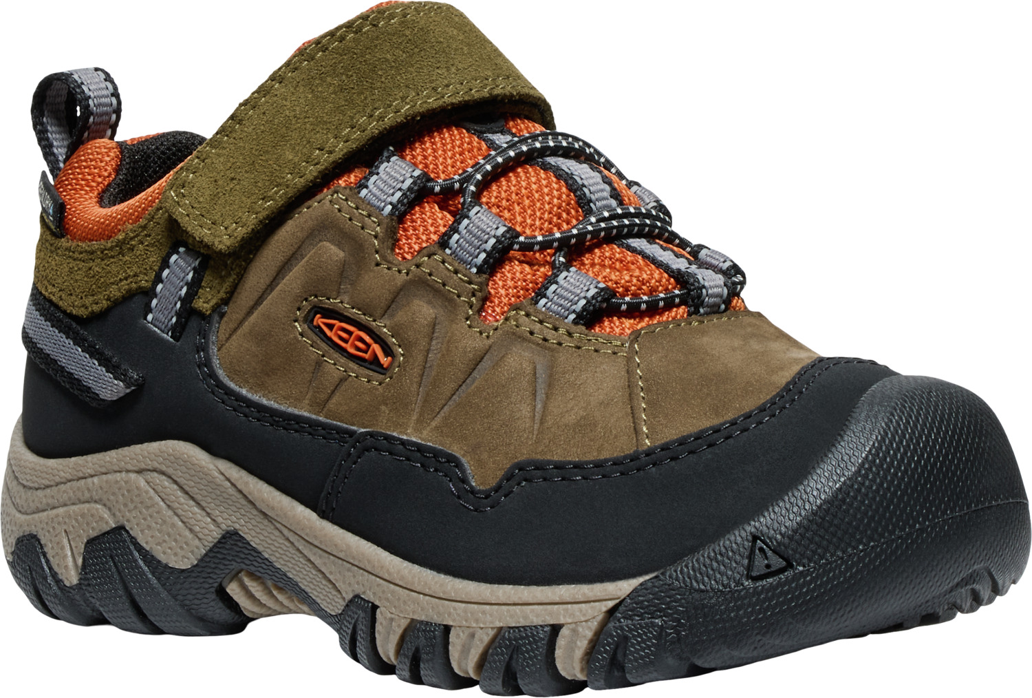 Keen TARGHEE IV LOW WP CHILDREN dark olive/gold flame Veľkosť: 25/26
