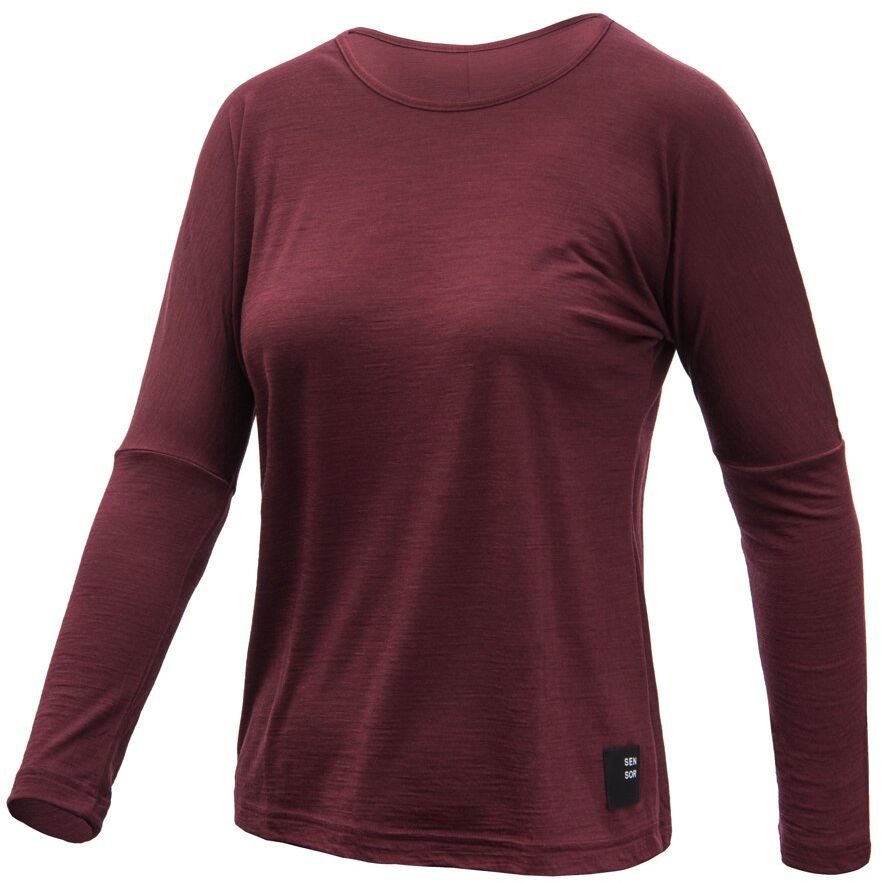 SENSOR MERINO AIR traveller dámske tričko dl.rukáv port red Veľkosť: S