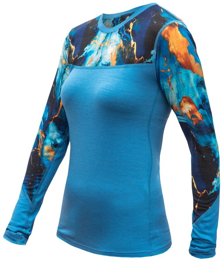 SENSOR MERINO IMPRESS dámske tričko dl.rukáv modrá/universe Veľkosť: S