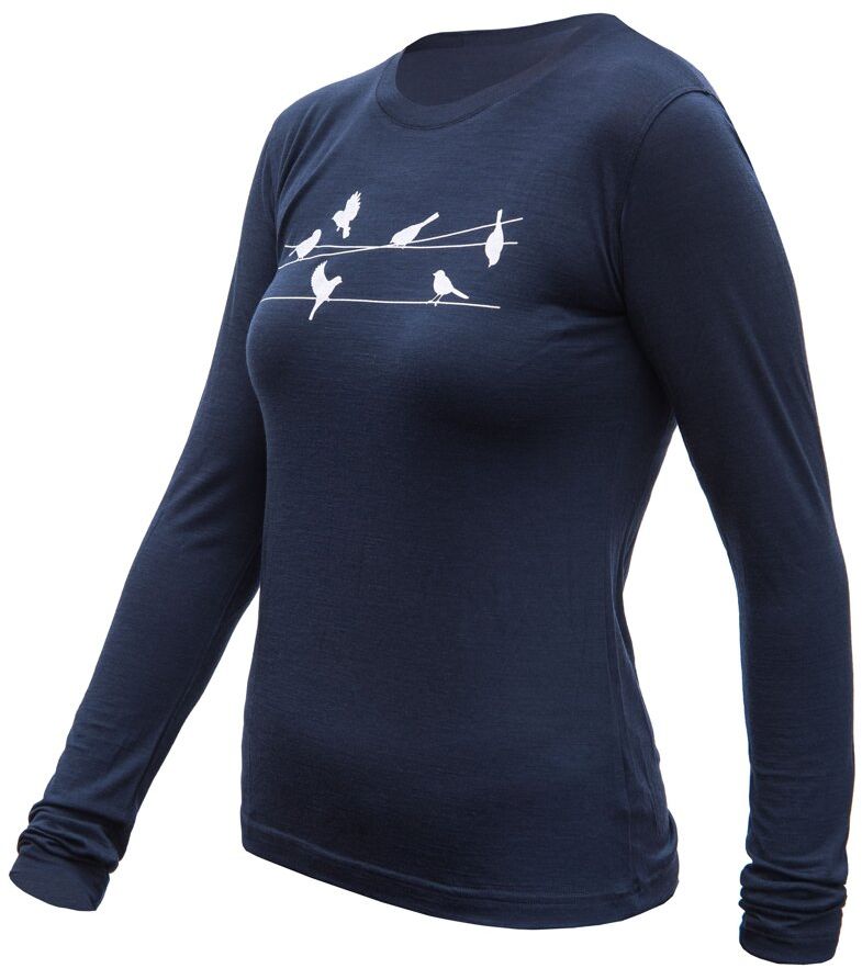 SENSOR MERINO ACTIVE SONGBIRDS dámske tričko dl.rukáv deep blue Veľkosť: S