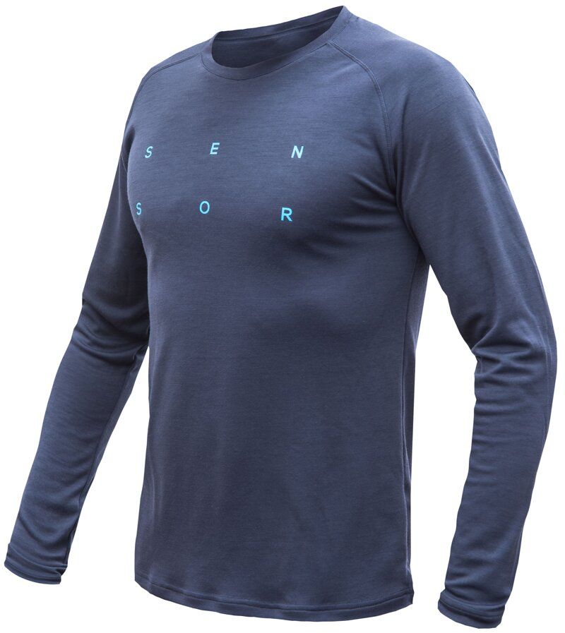 SENSOR MERINO BLEND TYPO pánske tričko dl.rukáv deep blue Veľkosť: S