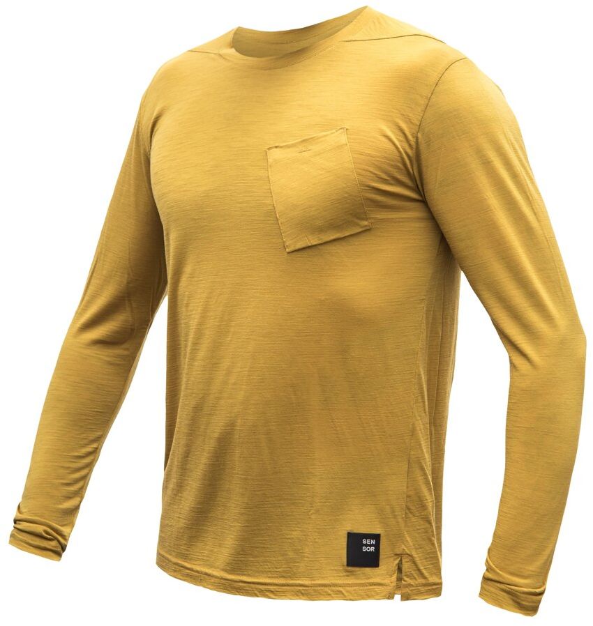 SENSOR MERINO AIR traveller pánske tričko dl.rukáv mustard Veľkosť: XXL