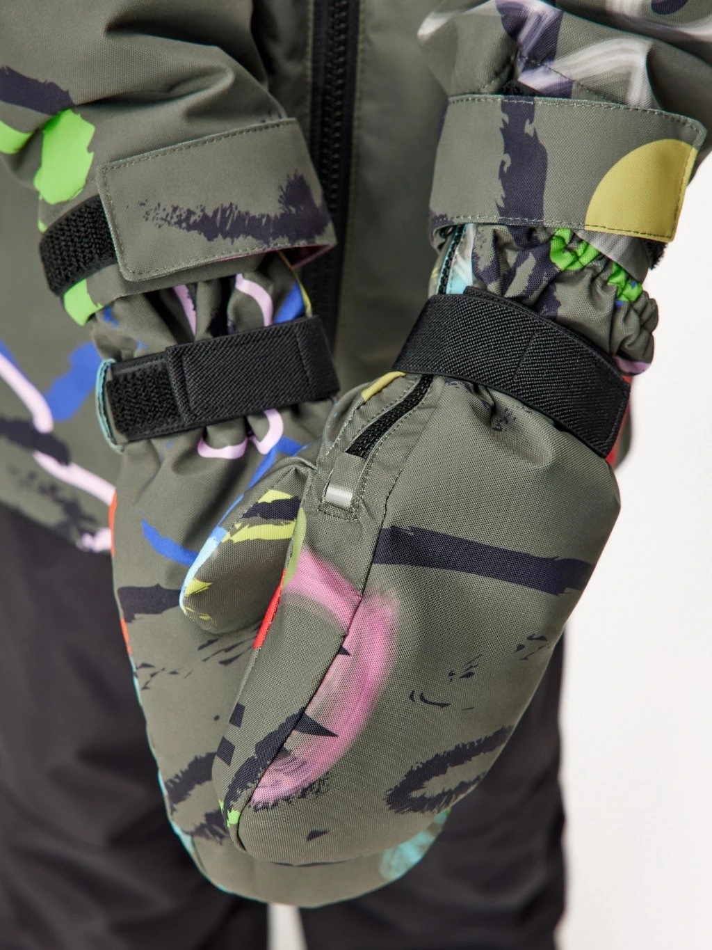 Unuo Unuo, Detské zimné rukavice Polar, Khaki, Fantázia Veľkosť: M