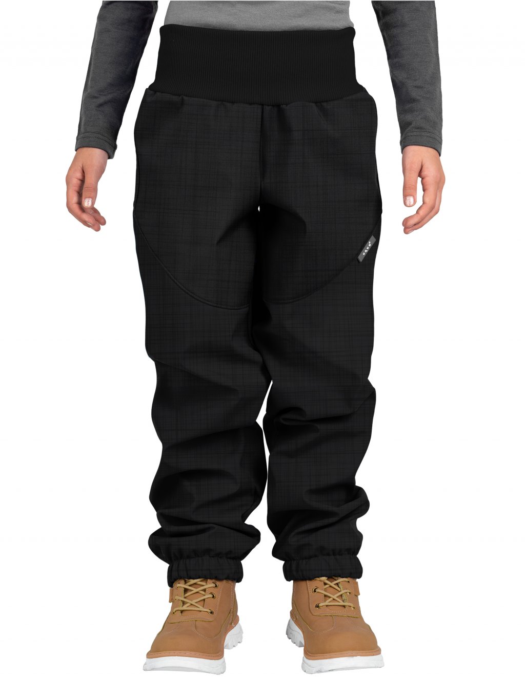 Unuo Unuo, Detské softshellové otepľovačky so sherpou Light, Čierna Žíhaná Veľkosť: 98/104 8596227092031