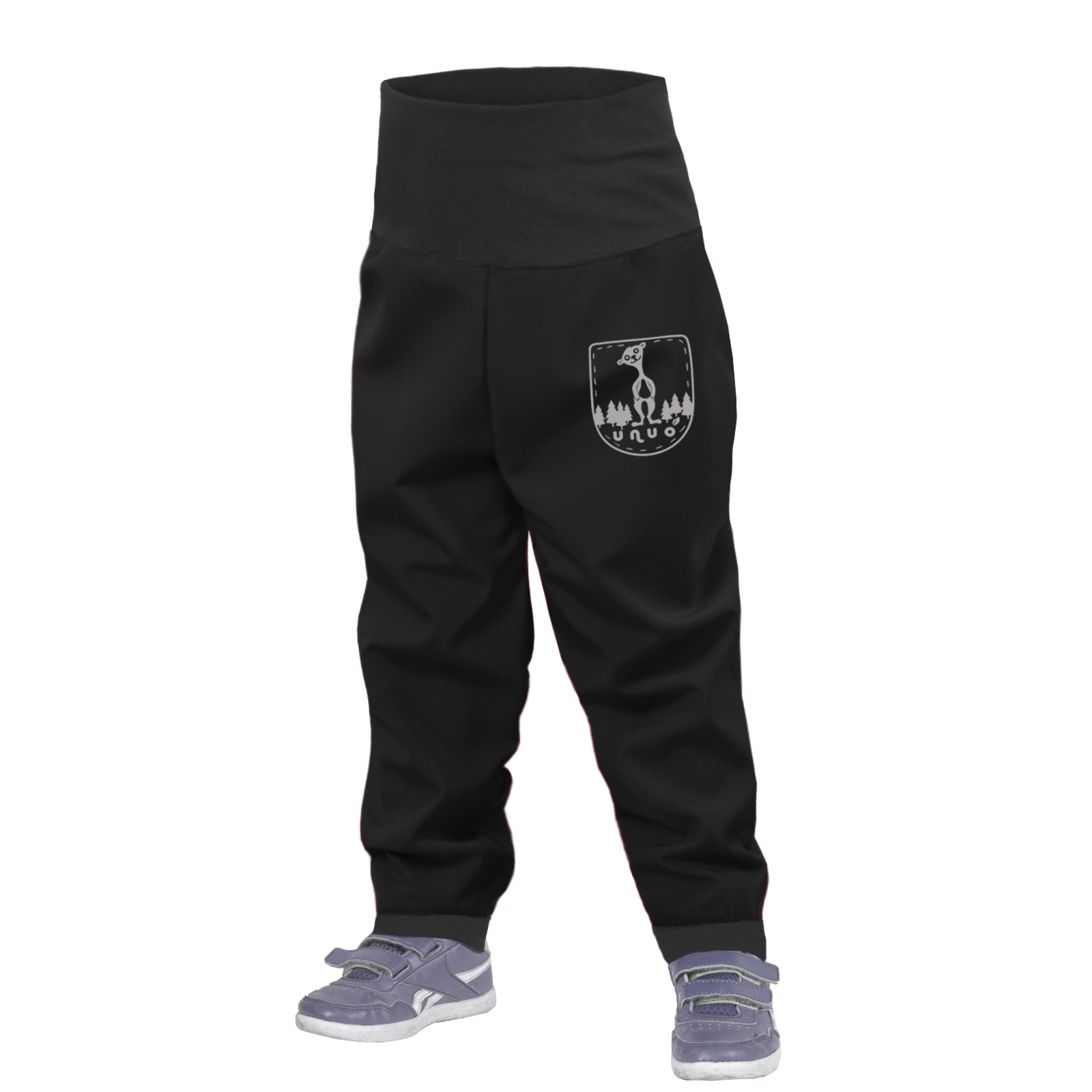 Unuo Unuo, Batoľacie softshellové nohavice bez zateplenia, Čierna Veľkosť: 98/104