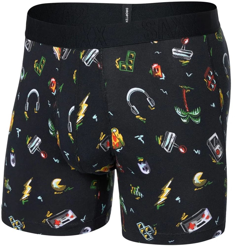 Saxx DROPTEMP COOLING COTTON BOXER BRIEF FLY gamer's paradise-black Veľkosť: XXL