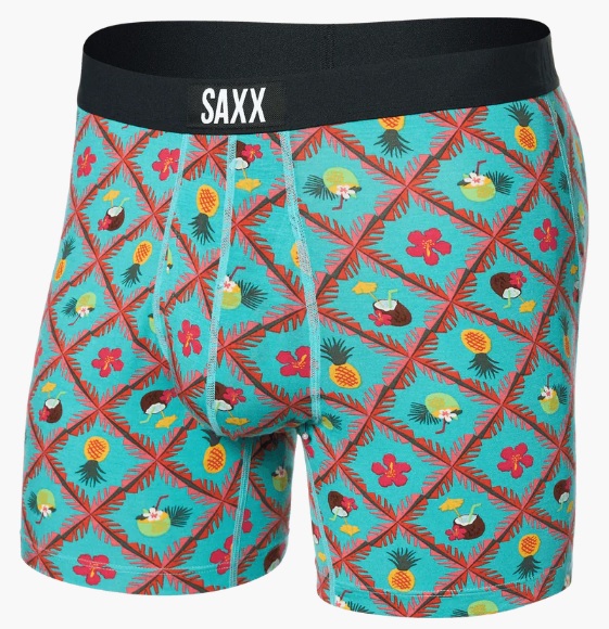 Saxx ULTRA SUPER SOFT BOXER BRIEF FLY pina colada plaid-aqua Veľkosť: L