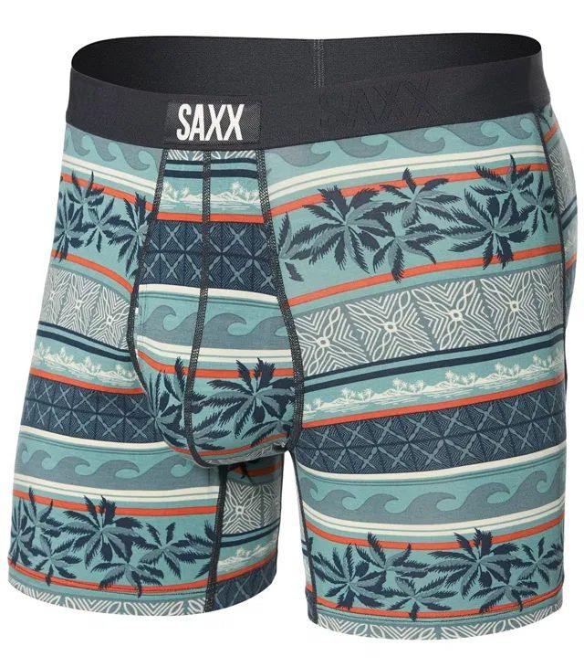 Saxx ULTRA SUPER SOFT BOXER BRIEF FLY beach shack stripe-teal Veľkosť: L