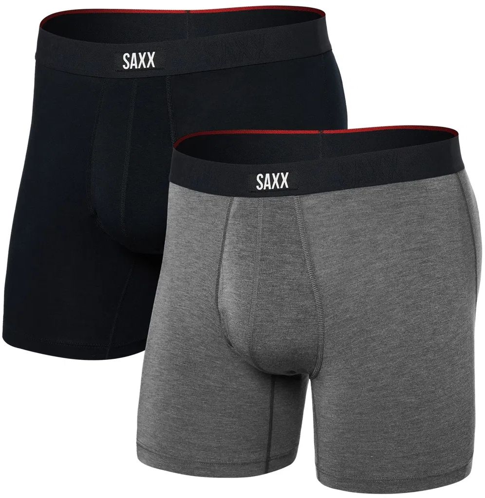 Saxx VIBE XTRA BOXER BRIEF FLY 2PK black/dark grey heather Veľkosť: M