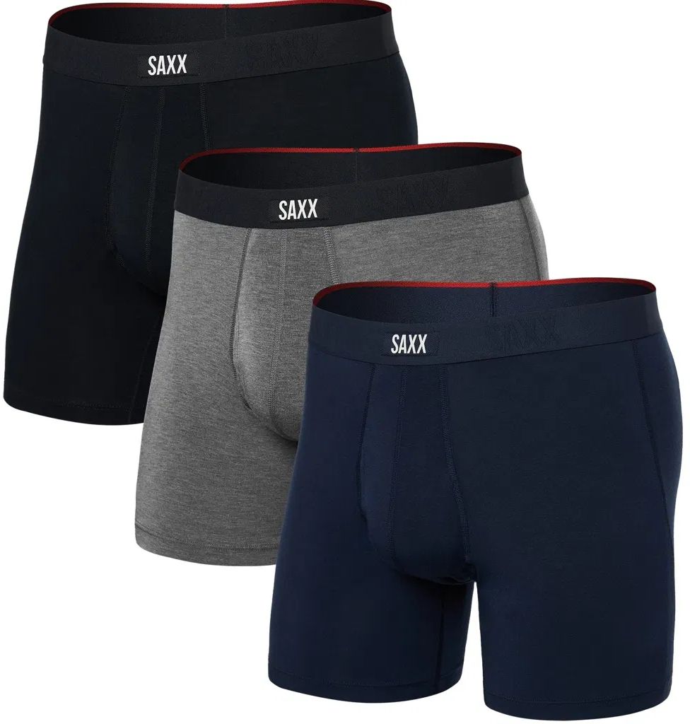 Saxx VIBE XTRA BOXER BRIEF FLY 3PK black/dk grey hthr/navy Veľkosť: M