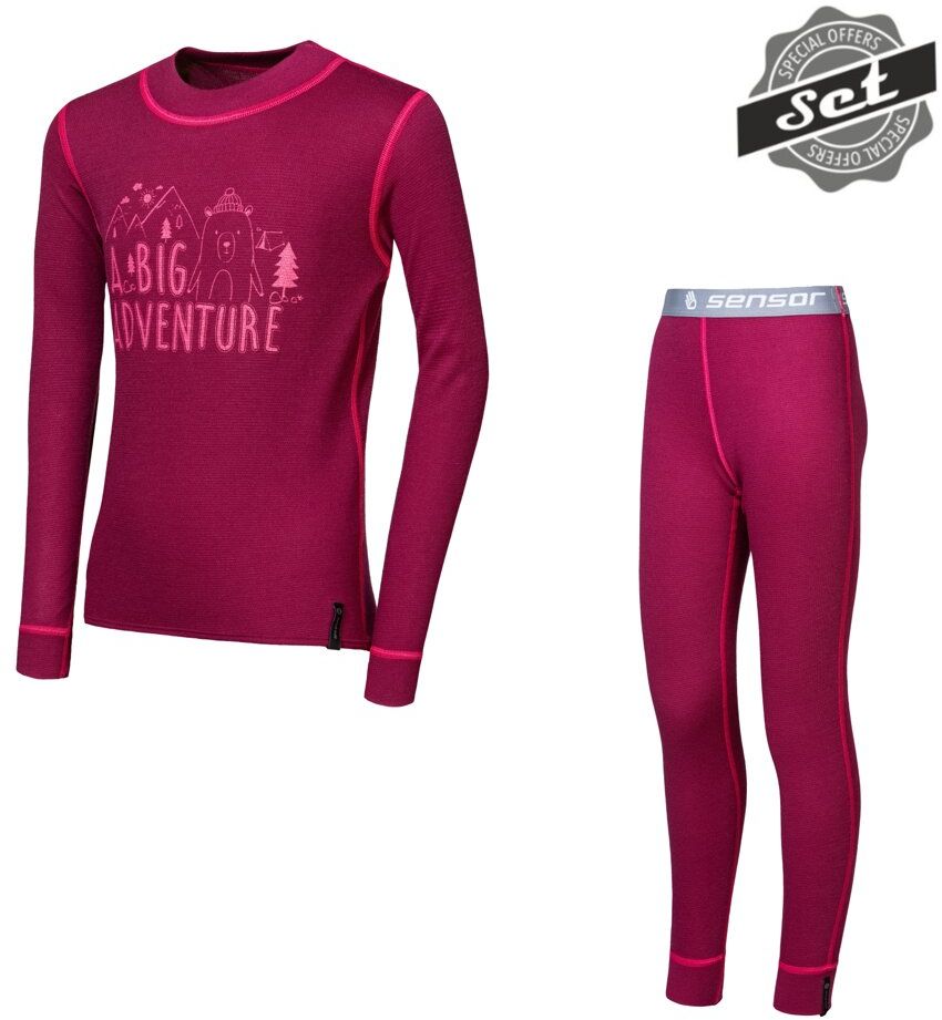 SENSOR DOUBLE FACE SET ADVENTURE detský tričko dl.rukáv + spodky lilla Veľkosť: 100