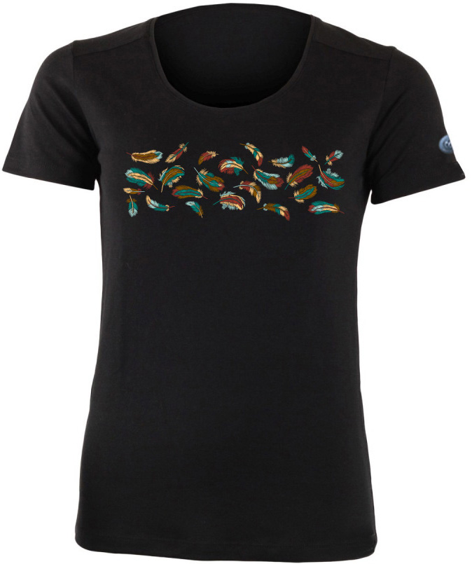 Lasting dámske merino tričko s tlačou FLAVIA 9090 čierne Veľkosť: L 8596445232493