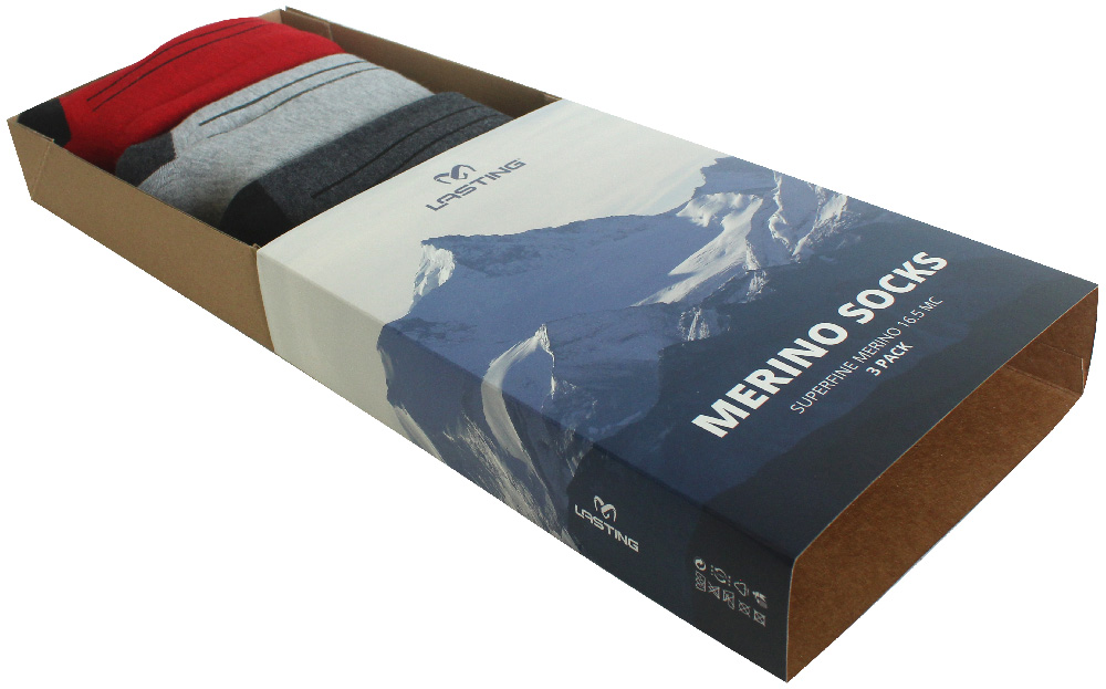 Lasting FWC-3pack Merino ponožky - červená, šedá, antracit Veľkosť: L