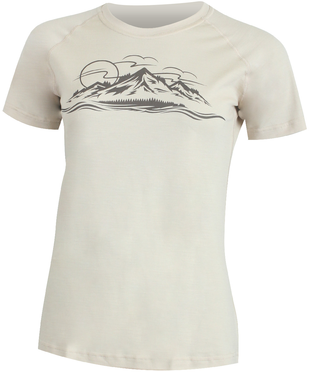 Lasting dámske merino tričko s tlačou GALINA 7070 béžové Veľkosť: L