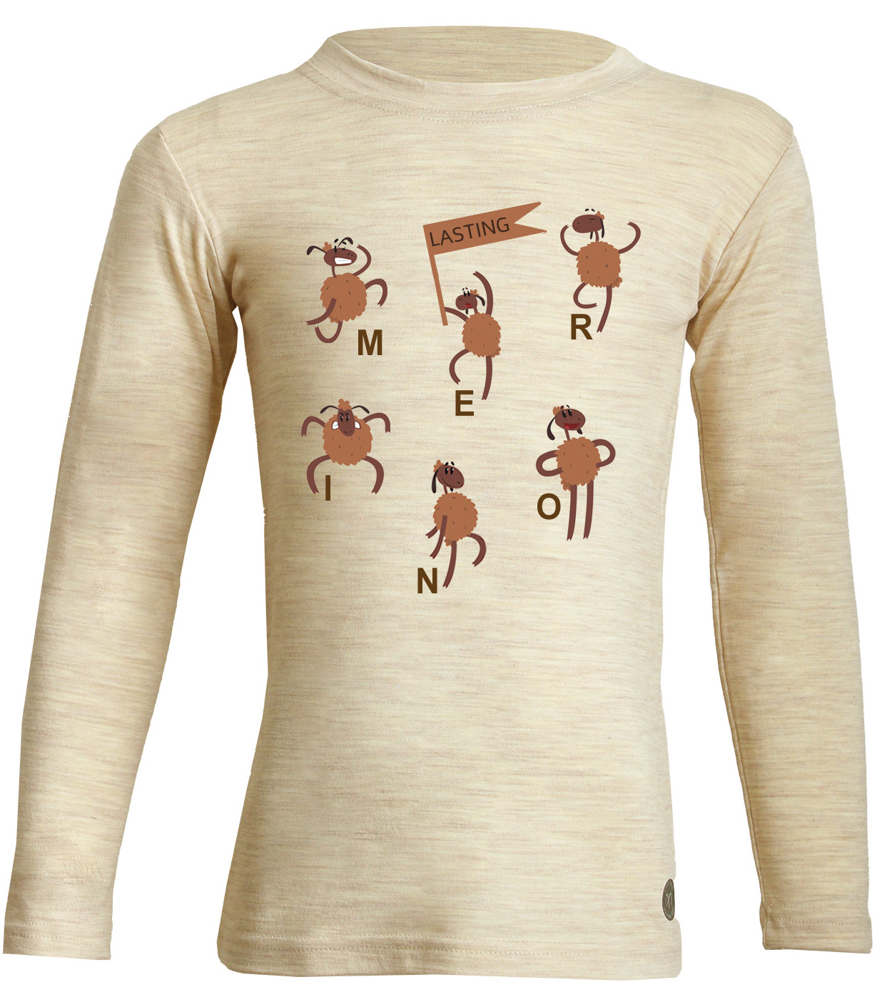 Lasting detské merino tričko LOPY 7200 s tlačou béžové Veľkosť: 110