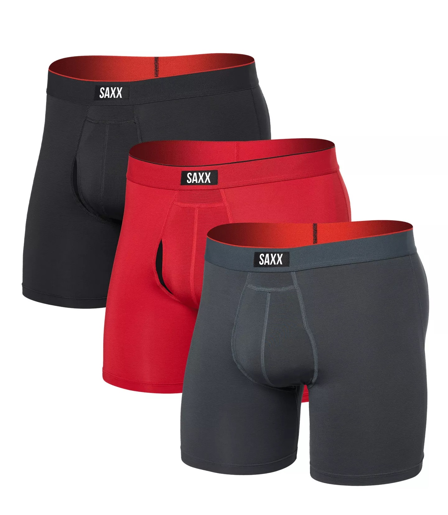 Saxx MULTI-SPORT MESH BOXER BRIEF FLY 3PK západ slnka red/trblnce/fd blk Veľkosť: L