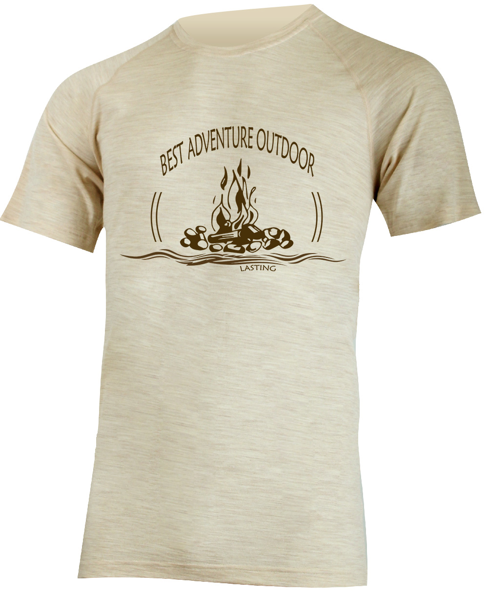 Lasting pánske merino tričko BAZILA s tlačou 7200 béžové Veľkosť: L