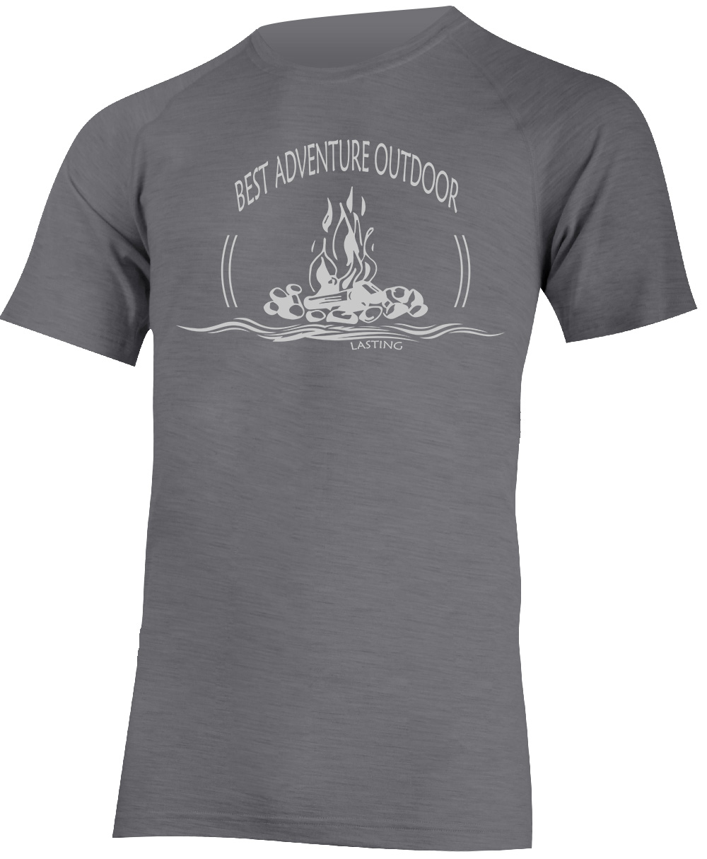 Lasting pánske merino tričko BAZILA s tlačou 8400 sivé Veľkosť: M