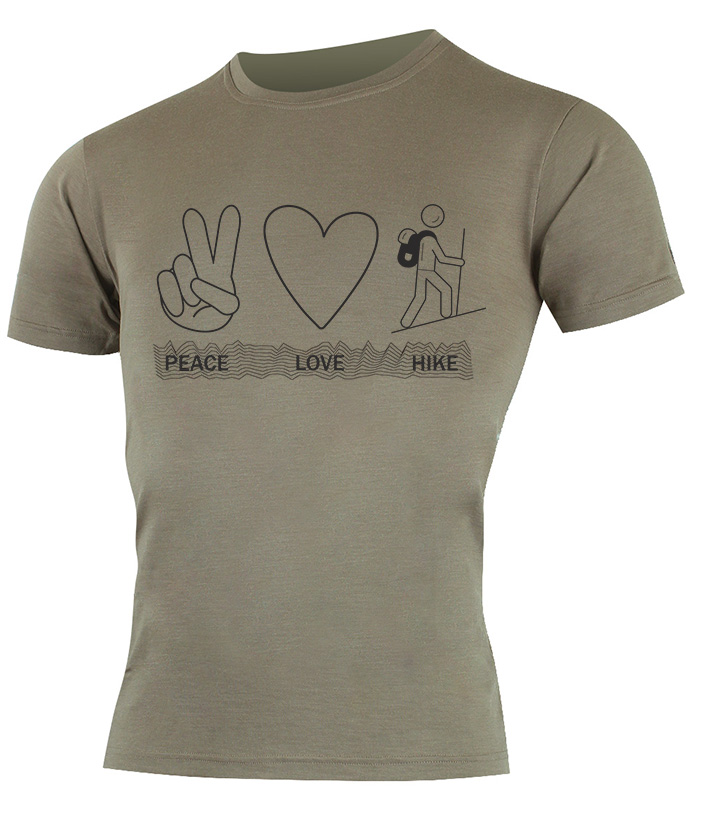 Lasting pánske merino tričko s tlačou PEACE 7373 hnedé Veľkosť: 2XL