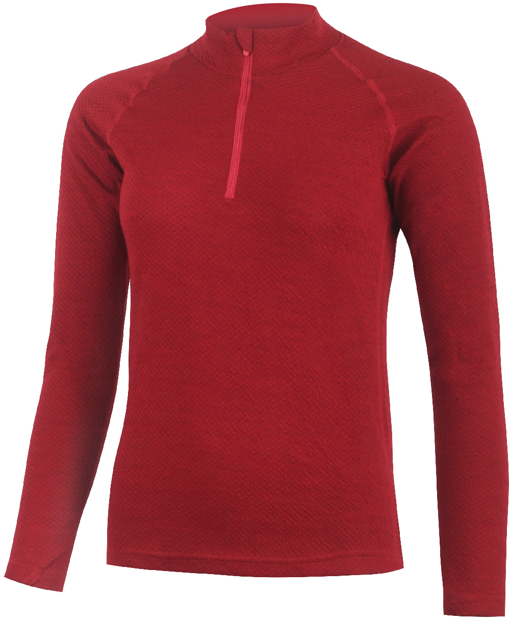 Lasting vlnené merino tričko so zipsom pri krku HONY 3690 červené Veľkosť: L
