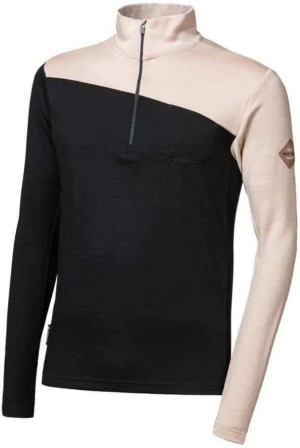 SENSOR MERINO EXTREME UP pánska mikina dl.rukáv zips čierna/almond beige Veľkosť: L
