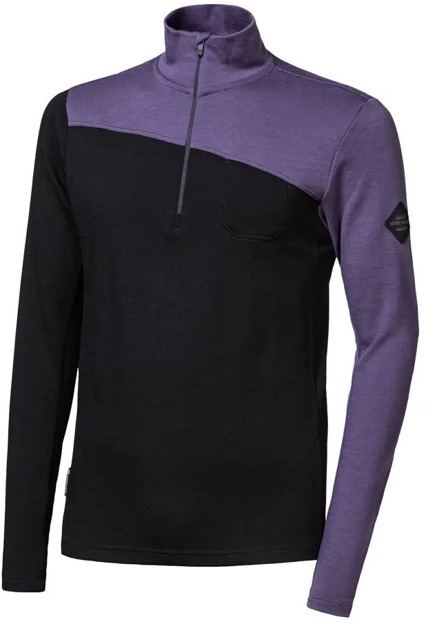 SENSOR MERINO EXTREME UP pánska mikina dl.rukáv zips čierna/grape purple Veľkosť: S