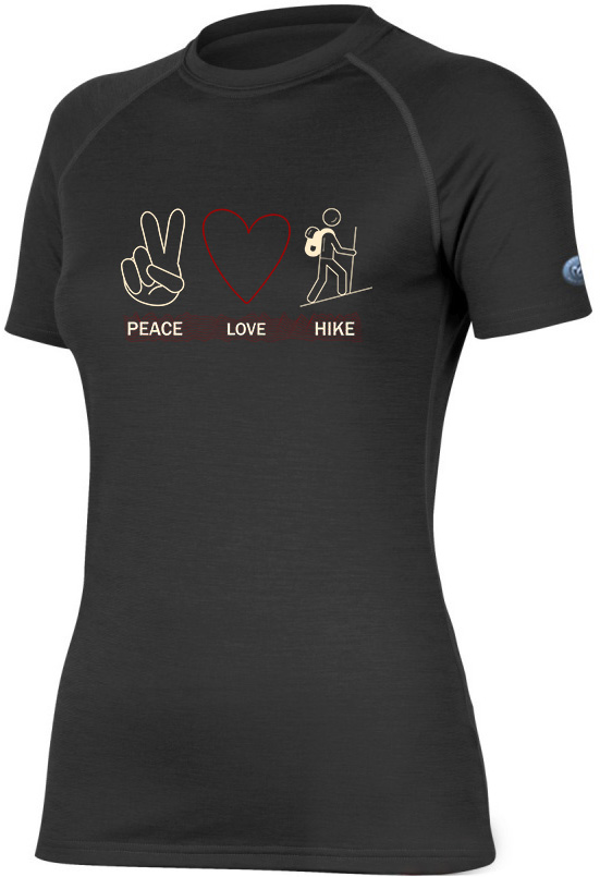 Lasting dámske merino tričko s tlačou ALPA 9090 čierne Veľkosť: 2XL