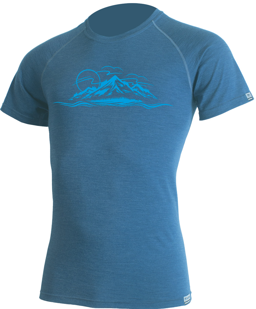 Lasting pánske merino tričko s tlačou LIVIO 5454 modré Veľkosť: 2XL