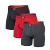 saxx multi sport mesh boxer brief fly 3pk sunset red trblnce fd blk