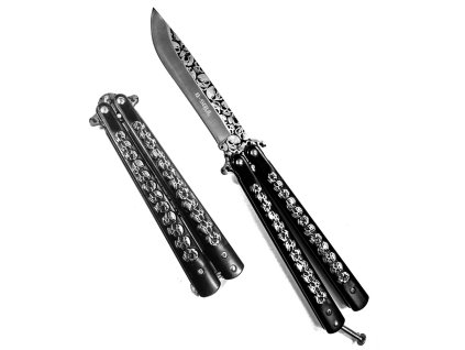 Kapesní skládací motýlek, Black Skulls, 23,5 cm