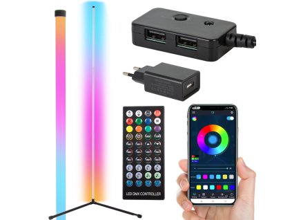 Podlahová rohová RGB LED lampa, s ovladačem
