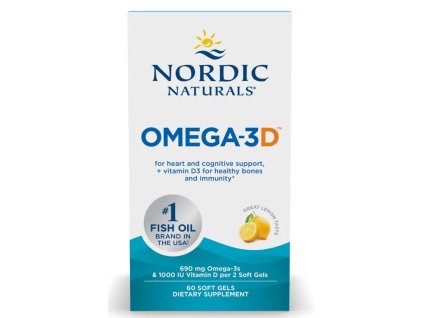 Nordic Naturals - Omega-3D, citrón, softgel kapsle (Počet tabletek 120 softgel kapslí)