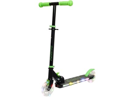 61522 detska kolobezka story led se sviticimi kolecky cerno zelena