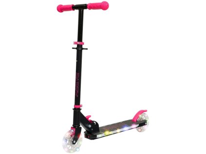 61528 detska kolobezka story led se sviticimi kolecky cerno ruzova