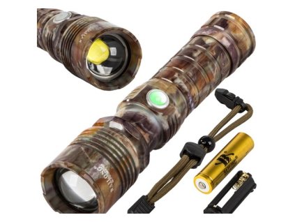 Taktická svítilna Bailong ZOOM CREE LED, camo