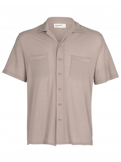ICEBREAKER Mens 180 Pique Open Collar Shirt, Pumice (vzorek)