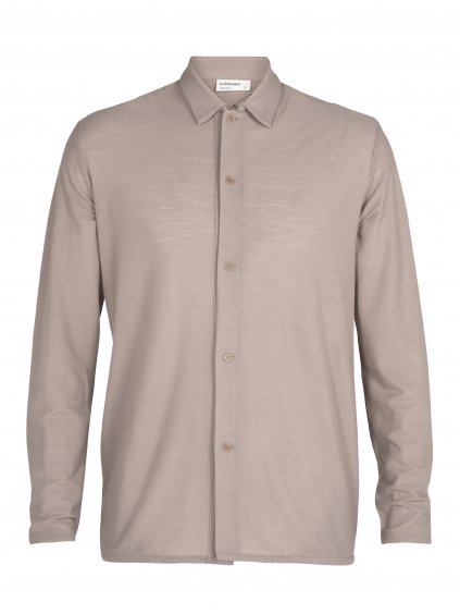 ICEBREAKER Mens 180 Pique Shirt Jacket, Pumice (vzorek)
