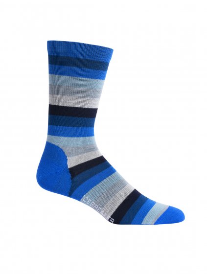 ICEBREAKER Mens Lifestyle Ultralight Crew Stripe, Lapis/Estate Blue (vzorek)