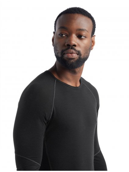 ICEBREAKER Mens 150 Zone LS Crewe, Black