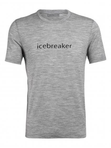 ICEBREAKER Mens Tech Lite SS Crewe Icebreaker Wordmark, Metro Hthr
