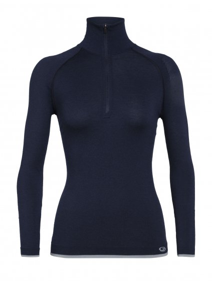 ICEBREAKER Wmns 200 Zone Seamless LS Half Zip, Midnight Navy