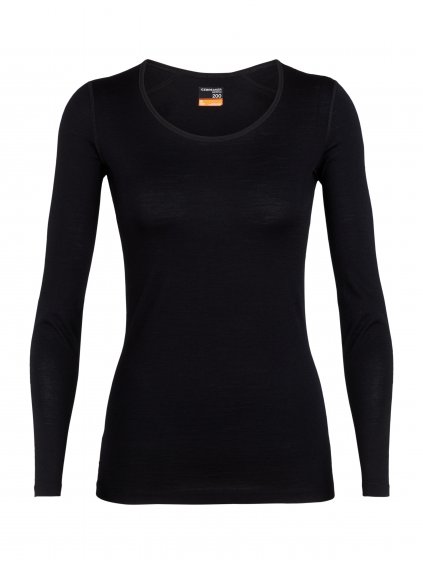 ICEBREAKER Wmns 200 Oasis LS Scoop, Black (velikost XS)